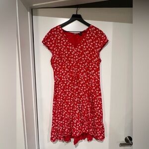 J. Crew Mercantile Red Floral Faux-Wrap Mini Dress | Size 14